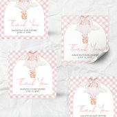 Pink Bear Bearly Wait Baby Shower  スクエアシール