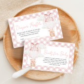 Pink Bear Bearly Wait Baby Shower Diaper Raffle エンクロージャーカード