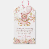 Pink Bear Christmas Baby Shower Thank You Favor ギフトタグ (正面)