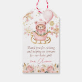 Pink Bear Christmas Baby Shower Thank You Favor ギフトタグ (裏面)