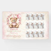 Pink Bear Girl 1st Birthday Photo Milestone 横断幕 (横)