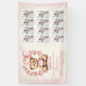 Pink Bear Girl 1st Birthday Photo Milestone 横断幕 (縦)