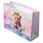 Pink Bear Gold Crown It's a Girl ラージペーパーバッグ (裏面アングル)
