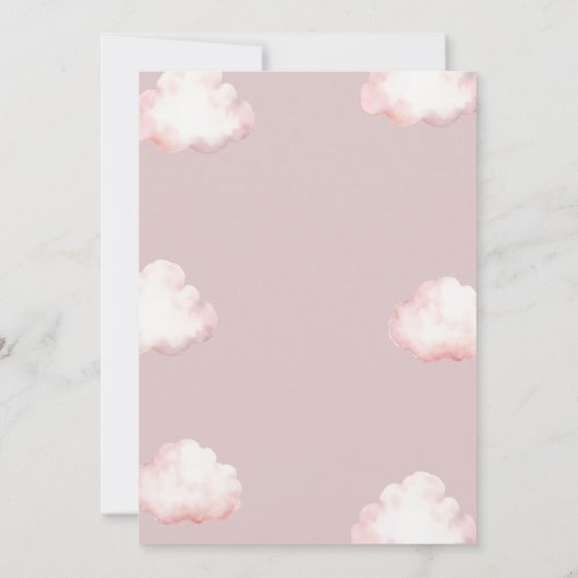 Pink Bear Heaven Sent Balloon Baby Shower Invite 招待状 (裏面)