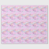 Pink Bear Pastel Airplane Balloon  ラッピングペーパー (フラット)
