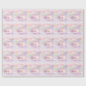 Pink Bear Pastel Airplane Balloon  ラッピングペーパー (フラット)