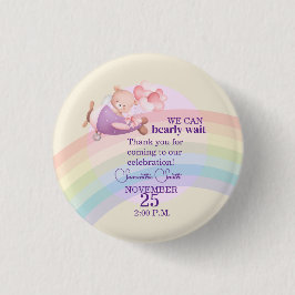 Pink Bear Pastel Airplane Balloon  缶バッジ