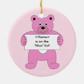 Pink Bear with Sign<name>Nice List セラミックオーナメント (裏面)