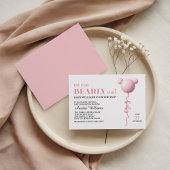 Pink Bearly Wait Baby Girl Balloon Shower Invite 招待状