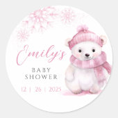 Pink Bearly Wait Baby Shower Stickers ラウンドシール (正面)