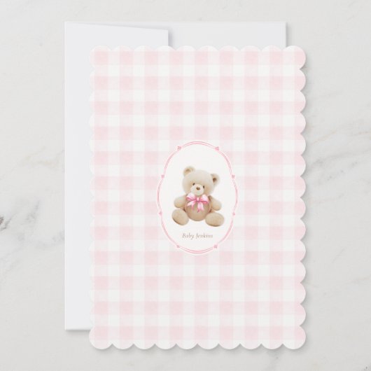 Pink Beary First Birthday Invitation 招待状 (裏面)