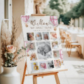 Pink Beary First Birthday Photo Timeline ポスター