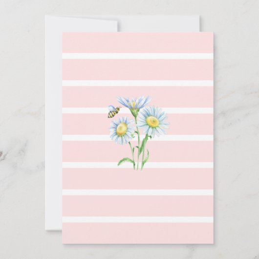 Pink Bee-Day Birthday Invitation with Daisies 招待状 (裏面)