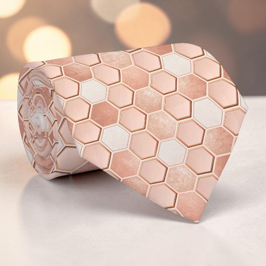Pink Bee Hive Pattern Custom Necktie ネクタイ