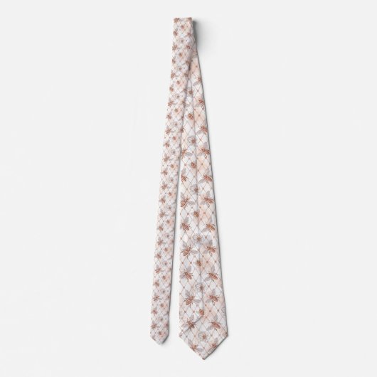 Pink Bee Pattern Custom Necktie ネクタイ (裏面)