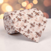 Pink Bee Pattern Custom Necktie ネクタイ