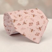 Pink Bee Pattern Custom Necktie ネクタイ