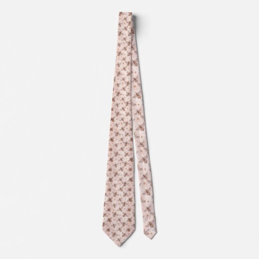 Pink Bee Pattern Custom Necktie ネクタイ (正面)