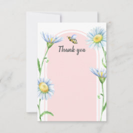 Pink Bee with Daisies Thank You Cards サンキューカード