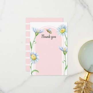 Pink Bee with Daisies Thank You Cards サンキューカード