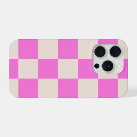 Pink Beige Checkerboard Phone Case iPhoneケース (裏面横)