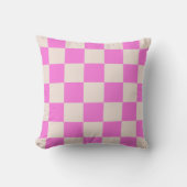 Pink Beige Checkerboard Pillow Design クッション (正面)