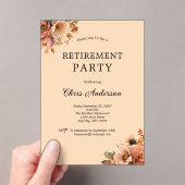 Pink Beige Floral Elegant Modern Retirement Party アクリル招待状 (インサイチュ (ポータブル))