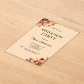 Pink Beige Floral Elegant Modern Retirement Party アクリル招待状 (レイダウン)