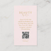 Pink & Beige-Gold  Minimal Salon QR Code Loyalty 名刺 (裏面)