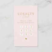Pink & Beige-Gold  Minimal Salon QR Code Loyalty 名刺 (正面)