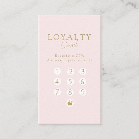 Pink & Beige-Gold  Minimal Salon QR Code Loyalty 名刺 (正面)