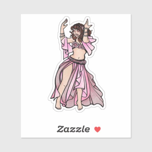 Pink Belly Dancer Valentine's Day Heart シール (シート)