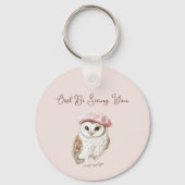 Pink Beret Brown White Owl Be Seeing You キーホルダー (正面)