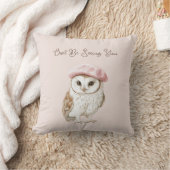 Pink Beret Brown White Owl Be Seeing You クッション (ブランケット)