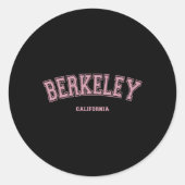 Pink Berkeley California Ca Varsity Style On Berke ラウンドシール (正面)