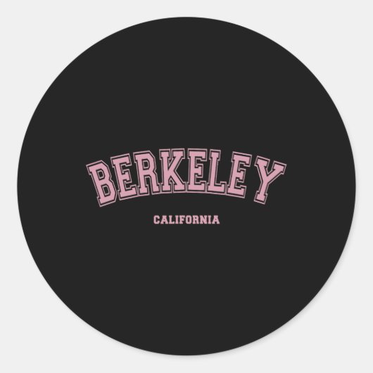 Pink Berkeley California Ca Varsity Style On Berke ラウンドシール (正面)