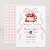 Pink Berry in Love Bridal Shower Invitation 招待状 (正面/裏面)