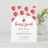 Pink Berry Sweet Strawberry Baby Shower 招待状 (スタンド正面)