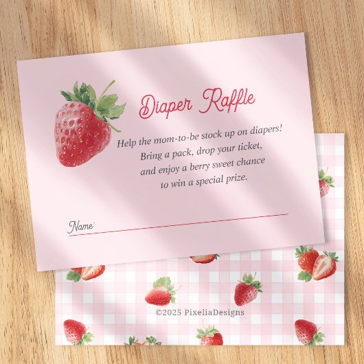 Pink Berry Sweet-Strawberry Diaper Raffle Ticket エンクロージャーカード