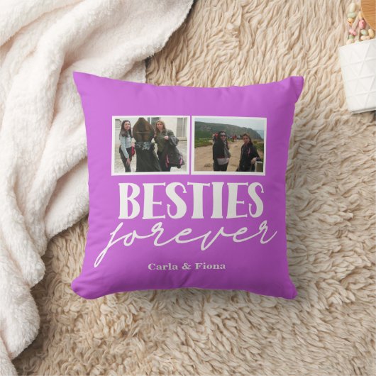 Pink Best friends 3 photos on Throw Pillow クッション (ブランケット)