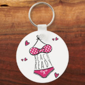 Pink Bikini Beach Ready Slogan キーホルダー (正面)
