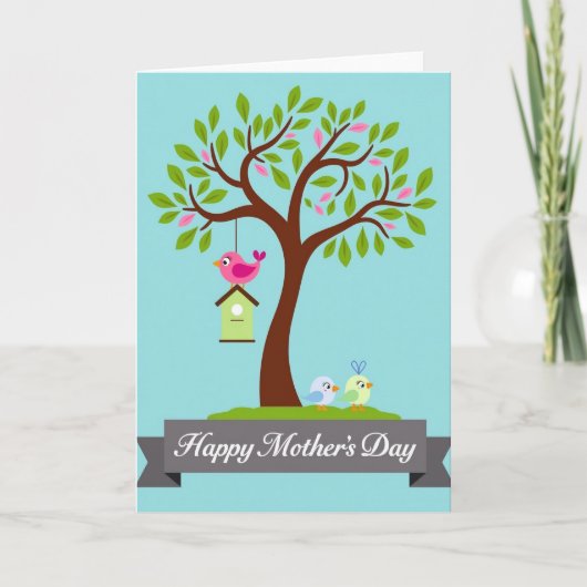 Pink Bird Mothers Day Message Card カード (正面)
