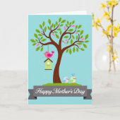 Pink Bird Mothers Day Message Card カード (黄色い花)