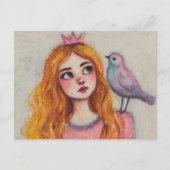 Pink Bird on her Shoulder ポストカード (正面)