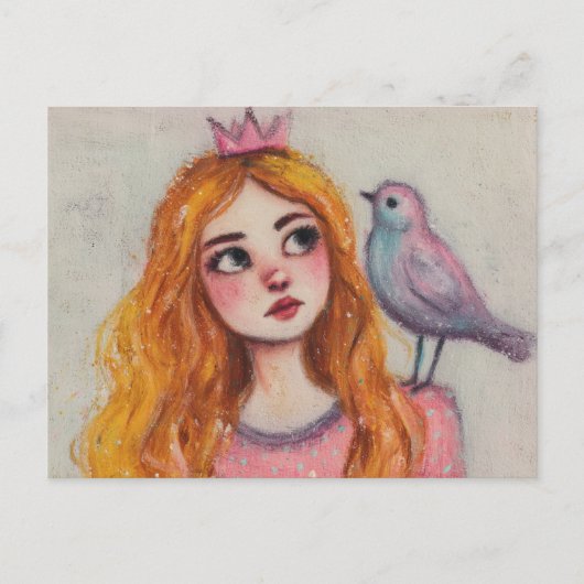 Pink Bird on her Shoulder ポストカード (正面)
