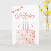 Pink Birthday Cake Greeting Card カード (黄色い花)