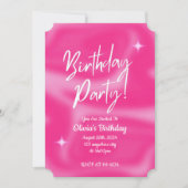 PINK BIRTHDAY PARTY INVITATION セーブザデート (正面)