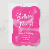 PINK BIRTHDAY PARTY INVITATION セーブザデート (正面)