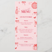 Pink Birthday Party Menu Card | Cheers to Thirty メニュー (正面)
