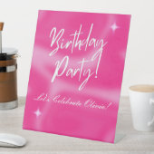PINK BIRTHDAY PARTY WELCOME SIGN 台座サイン (インサイチュ)